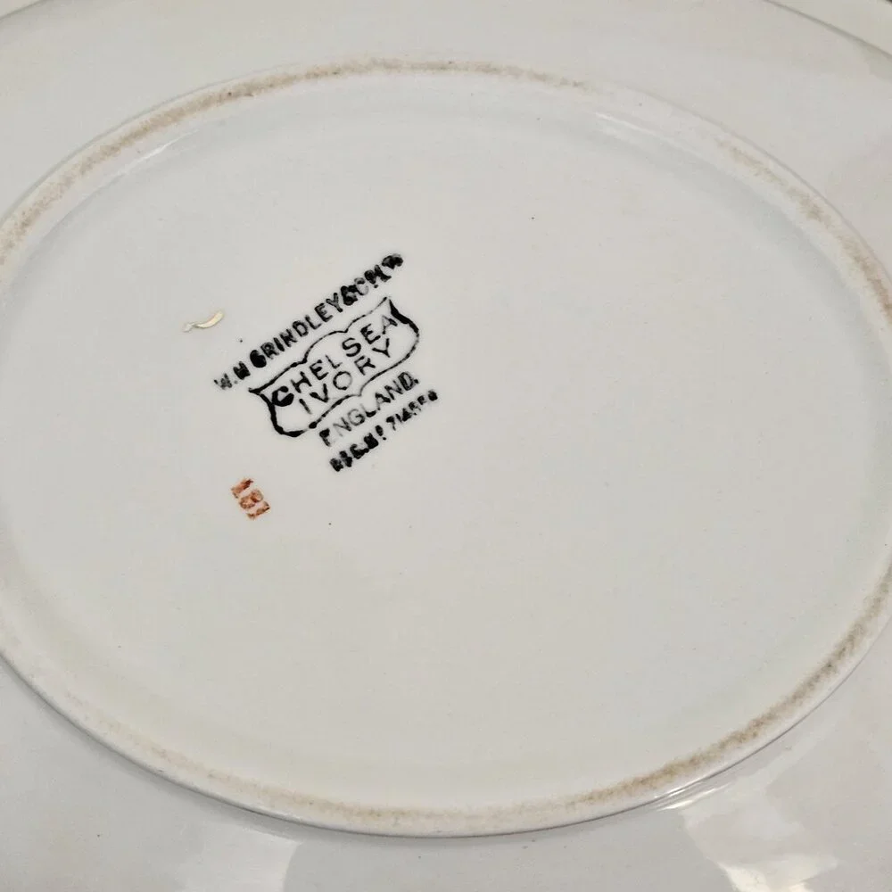 WH Grindley & Co England Serving Dish Chelsey Ivory Blue White Yellow Floral VTG - Picture 10 of 16